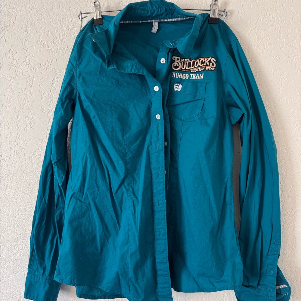Cinch Teal Button Down Shirt